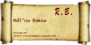 Róna Baksa névjegykártya